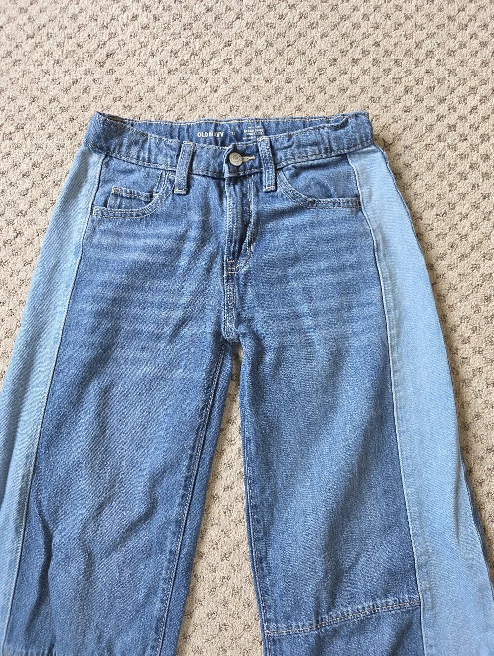 Old Navy High Rise Super Baggy Two-Tone Blue Wide-Leg Jeans